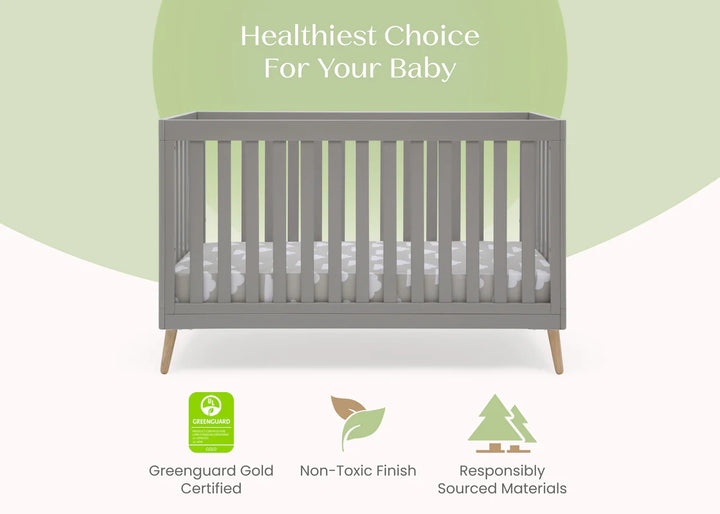 Delta Children Essex Convertible Crib W103150-1359 Grey with Natural at Zubaidas Online Pakistan