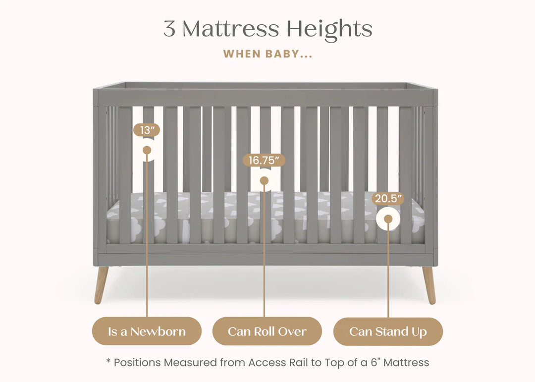 Delta Children Essex Convertible Crib W103150-1359 Grey with Natural at Zubaidas Best Online Baby Shop in Pakistan
