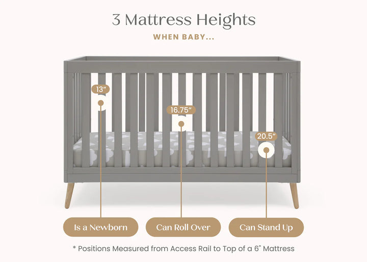 Delta Children Essex Convertible Crib W103150-1359 Grey with Natural at Zubaidas Best Online Baby Shop in Pakistan