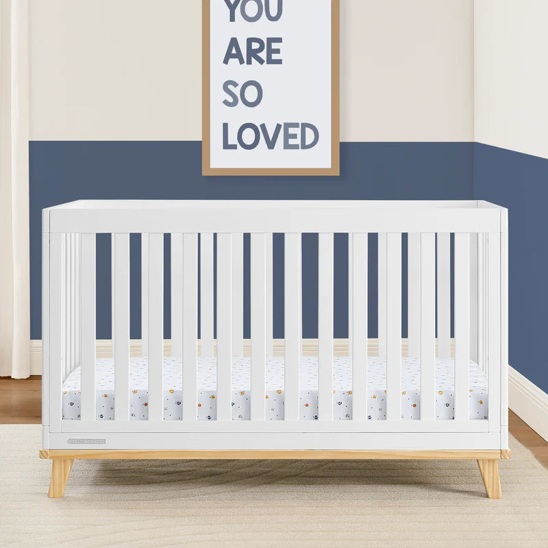 Delta Children Frankie Convertible Crib W198130-123 Bianca White with Natural at Zubaidas No 1 Baby Store in Pakistan