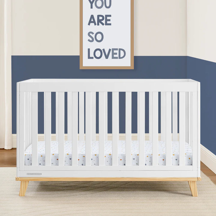 Delta Children Frankie Convertible Crib W198130-123 Bianca White with Natural at Zubaidas No 1 Baby Store in Pakistan