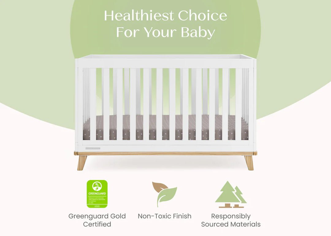 Delta Children Frankie Convertible Crib W198130-123 Bianca White with Natural at Zubaidas Best Online Baby Store in Pakistan