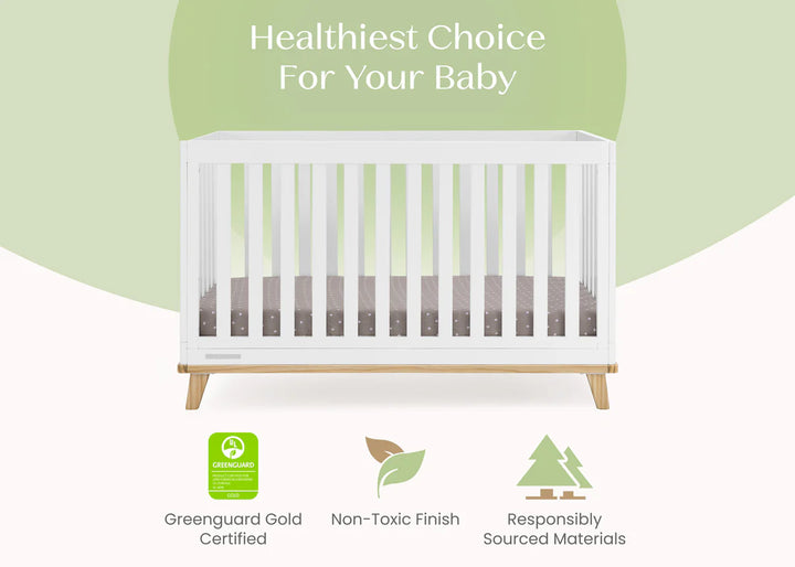 Delta Children Frankie Convertible Crib W198130-123 Bianca White with Natural at Zubaidas Best Online Baby Store in Pakistan