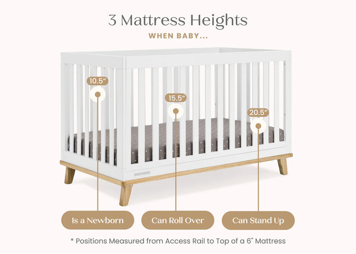 Delta Children Frankie Convertible Crib W198130-123 Bianca White with Natural at Zubaidas Number 1 Baby Store in Pakistan