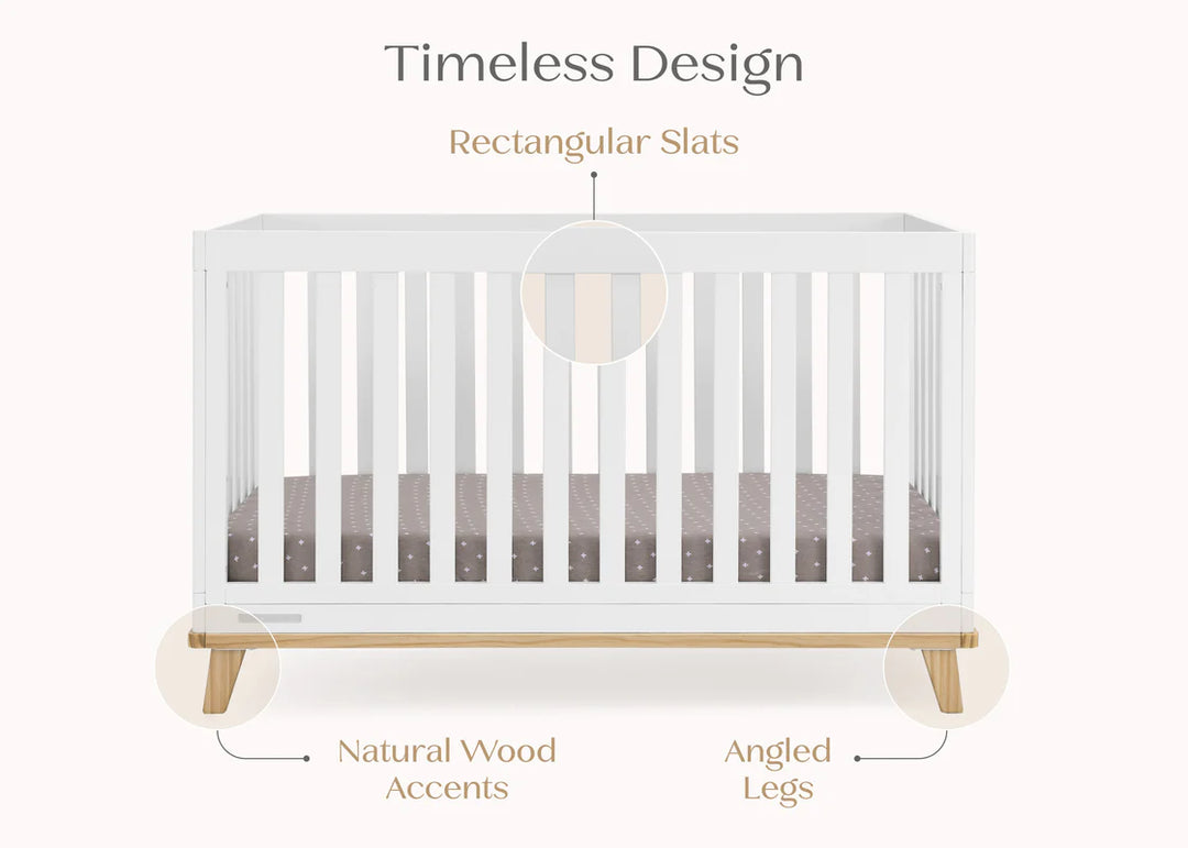 Delta Children Frankie Convertible Crib W198130-123 Bianca White with Natural at Zubaidas Best Baby Shop in Pakistan