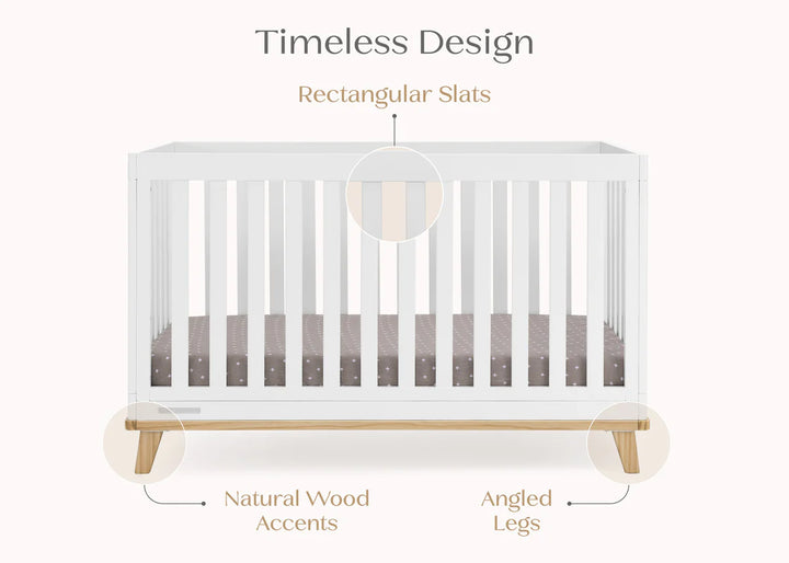 Delta Children Frankie Convertible Crib W198130-123 Bianca White with Natural at Zubaidas Best Baby Shop in Pakistan