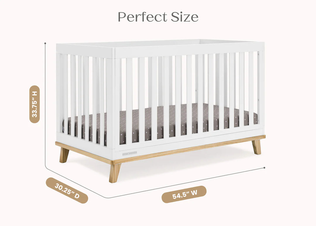 Delta Children Frankie Convertible Crib W198130-123 Bianca White with Natural at Zubaidas # 1 Baby Store in Pakistan