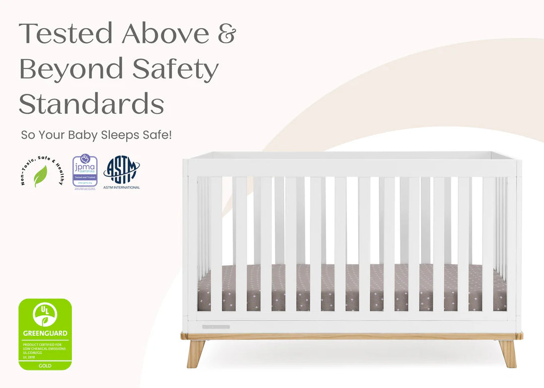 Delta Children Frankie Convertible Crib W198130-123 Bianca White with Natural at Zubaidas Best Baby Store in Pakistan