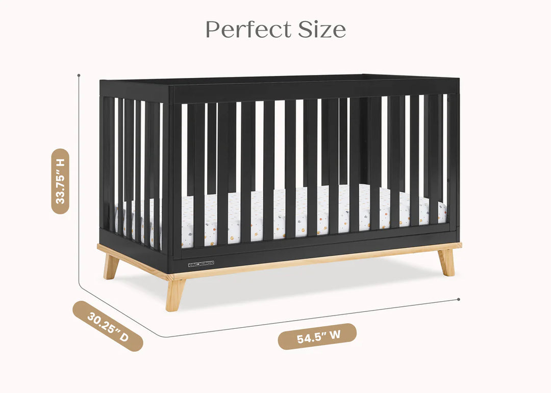 Delta Children Frankie Convertible Crib W198130-1482 Ebony with Natural at Zubaidas Number 1 Baby Store in Pakistan