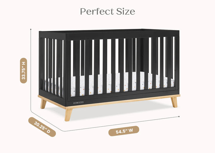 Delta Children Frankie Convertible Crib W198130-1482 Ebony with Natural at Zubaidas Number 1 Baby Store in Pakistan