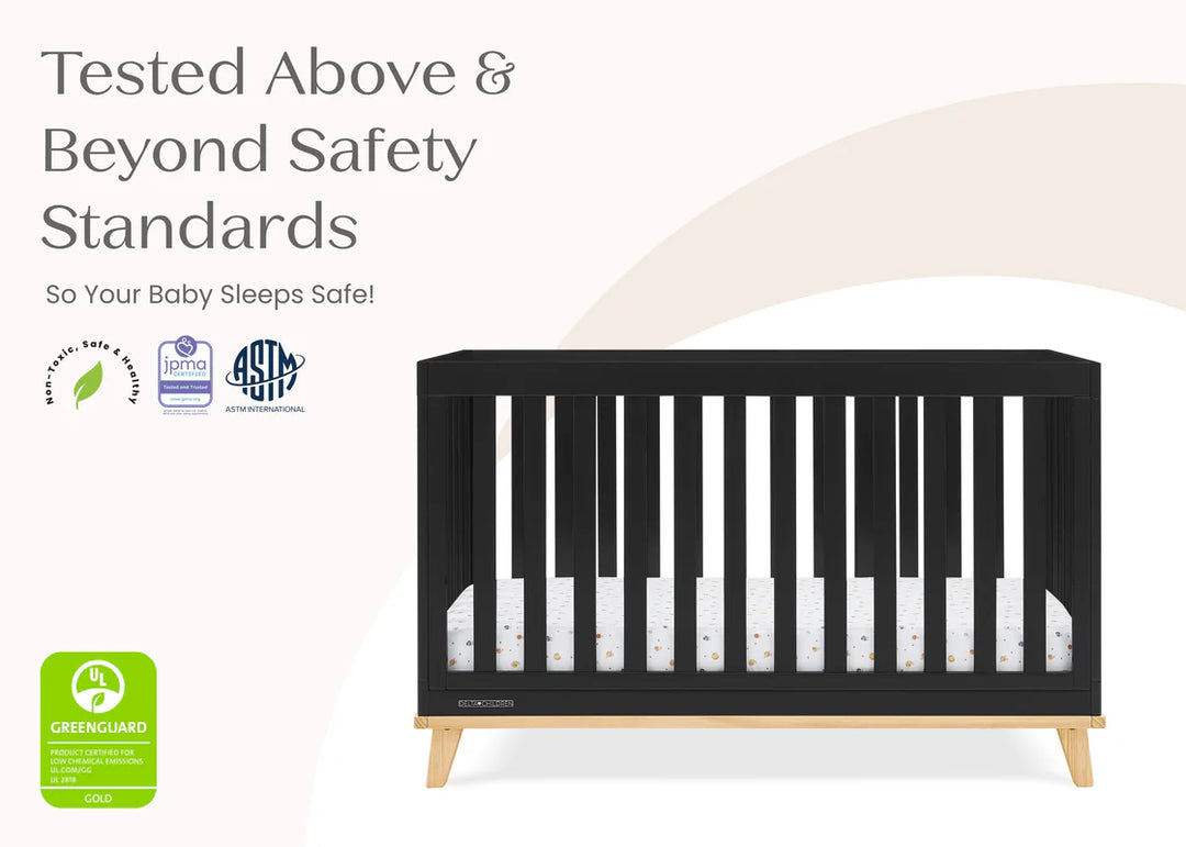 Delta Children Frankie Convertible Crib W198130-1482 Ebony with Natural at Zubaidas Best Online Baby Store in Pakistan