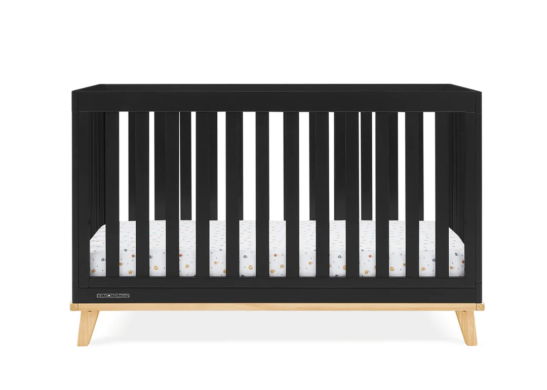 Delta Children Frankie Convertible Crib W198130-1482 Ebony with Natural at Zubaidas # 1 Baby Store in Pakistan