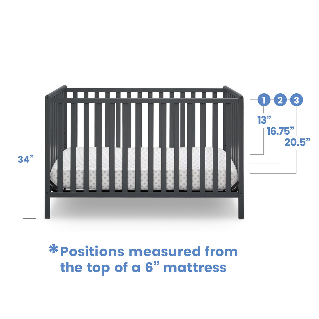 Delta Children Heartland Convertible Crib 555140-029 Charcoal Grey at Zubaidas Number 1 Online Baby Shop in Pakistan