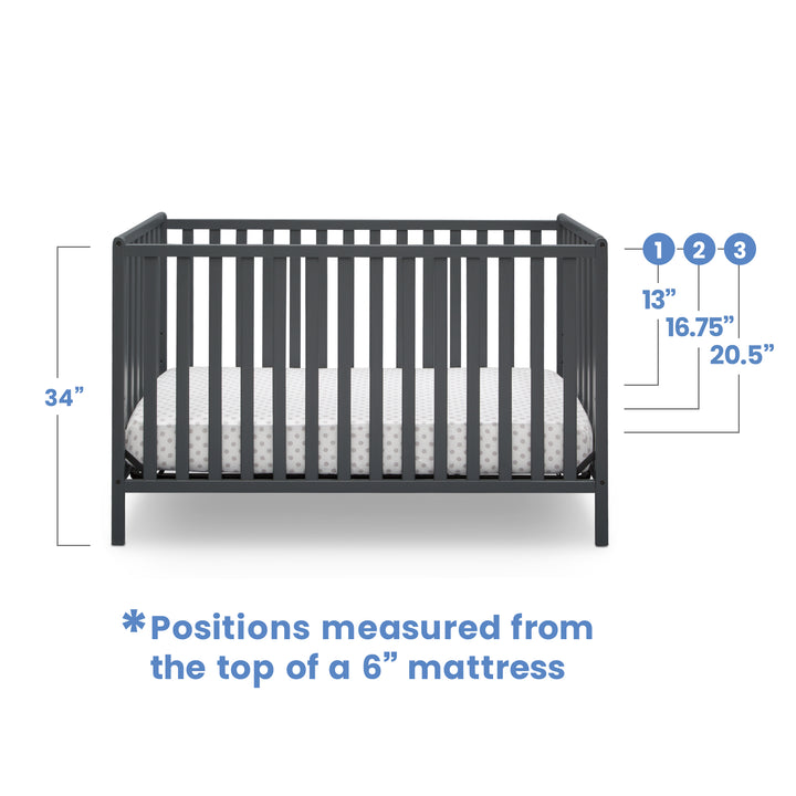 Delta Children Heartland Convertible Crib 555140-029 Charcoal Grey at Zubaidas Number 1 Online Baby Shop in Pakistan