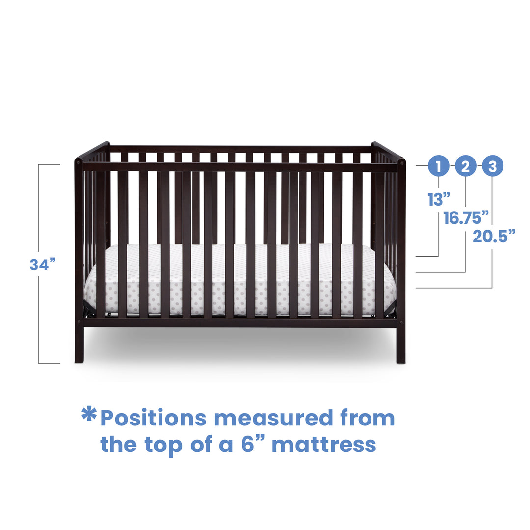 Delta Children Heartland Convertible Crib 555140-207 Dark Chocolate at Zubaidas Best Baby Shop in Pakistan
