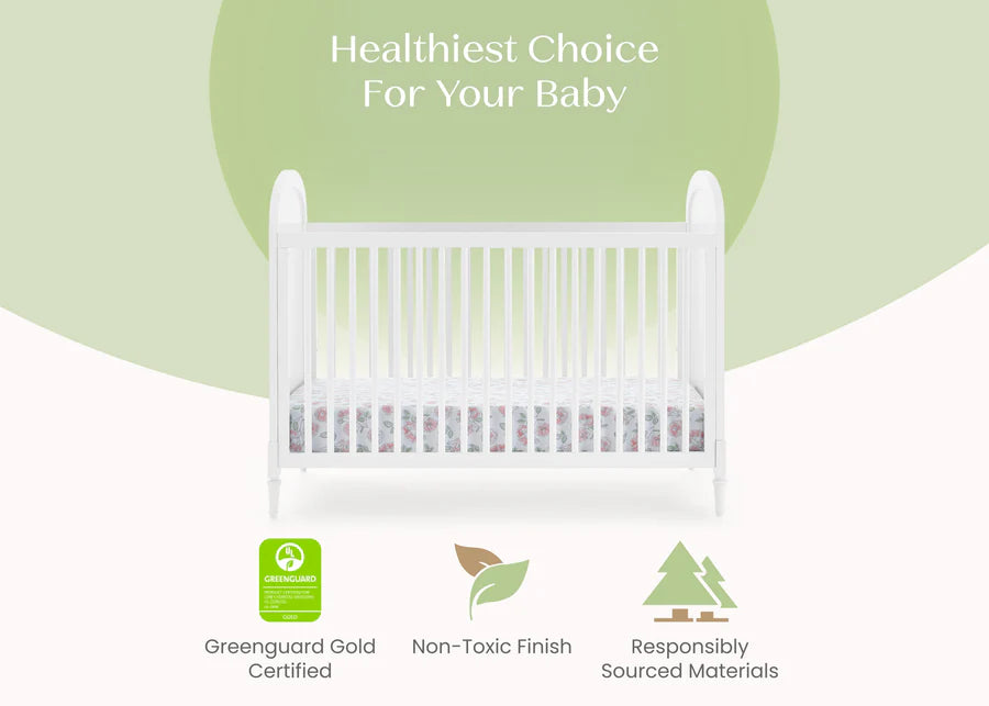 Delta Children Madeline Convertible Crib W134130-1508 Bianca White with Textured Almond at Zubaidas Online Pakistan