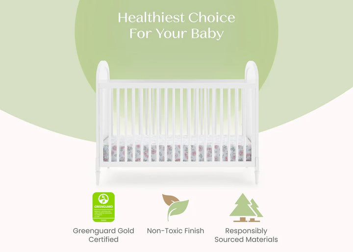 Delta Children Madeline Convertible Crib W134130-1508 Bianca White with Textured Almond at Zubaidas Online Pakistan