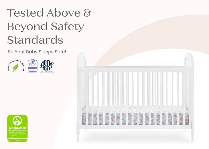 Delta Children Madeline Convertible Crib W134130-1508 Bianca White with Textured Almond at Zubaidas Best Online Baby Store in Pakistan