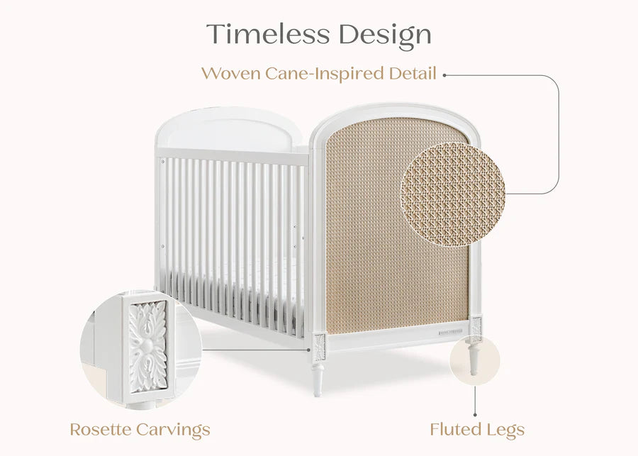 Delta Children Madeline Convertible Crib W134130-1508 Bianca White with Textured Almond at Zubaidas Best Online Baby Shop in Pakistan