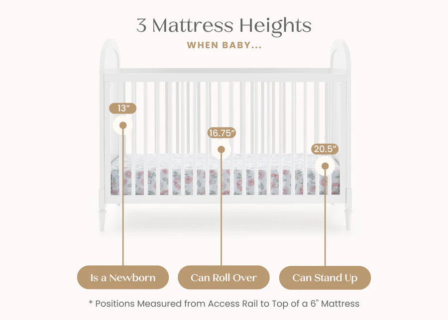 Delta Children Madeline Convertible Crib W134130-1508 Bianca White with Textured Almond at Zubaidas Best Baby Store in Pakistan