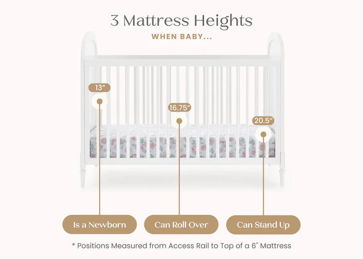 Delta Children Madeline Convertible Crib W134130-1508 Bianca White with Textured Almond at Zubaidas Best Baby Store in Pakistan