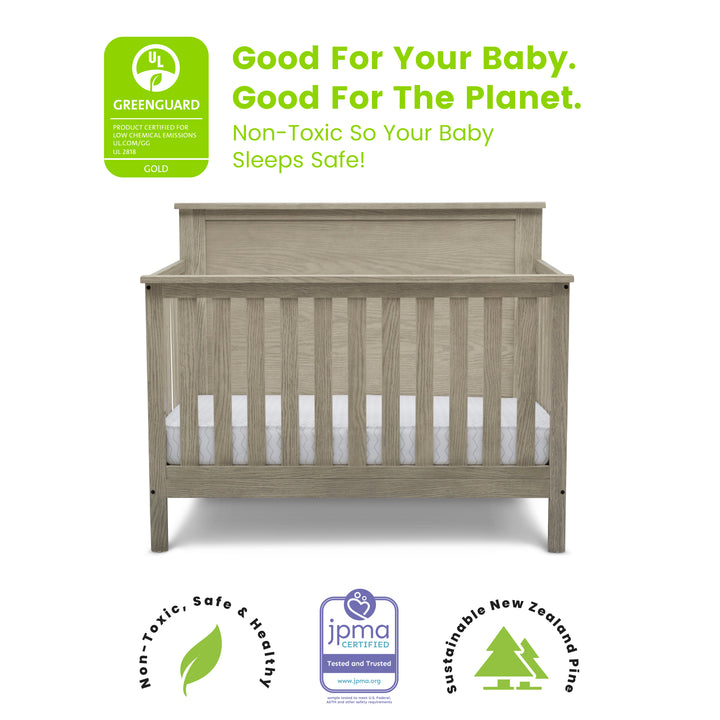 Delta Children Middleton Convertible Baby Crib W101150-1340 Textured Limestone at Zubaidas Official Pakistan