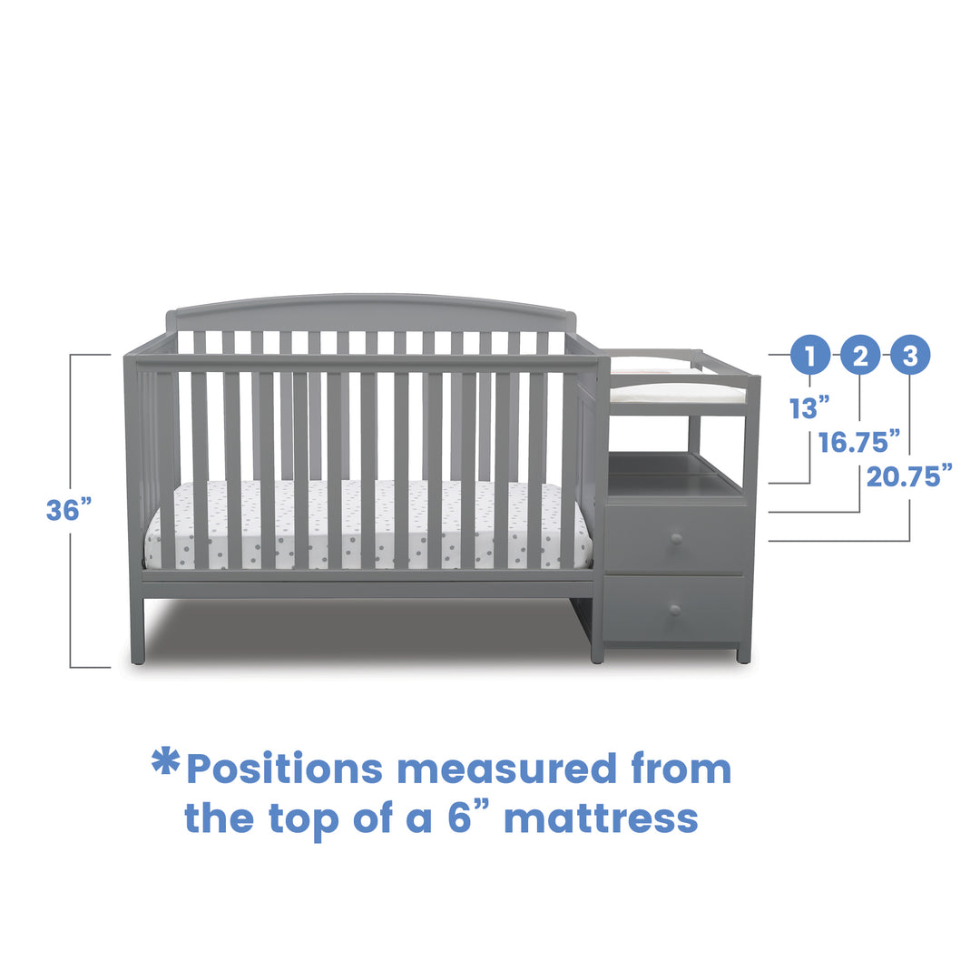 Delta Children Royal Convertible Crib and Changer 74804-026 Grey at Zubaidas Best Online Baby Store in Pakistan
