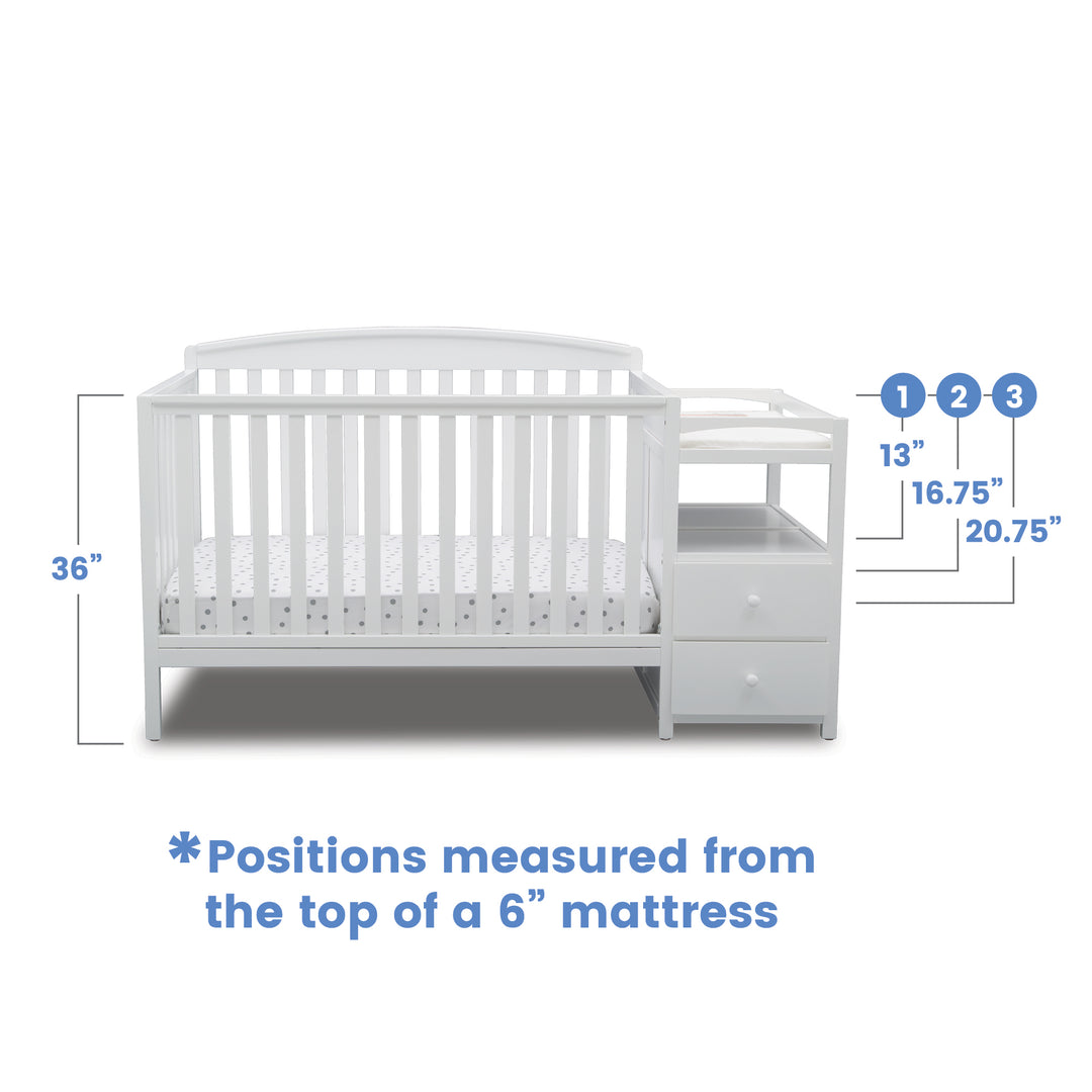 Delta Children Royal Convertible Crib and Changer 74804-100 White at Zubaidas Best Online Baby Store in Pakistan