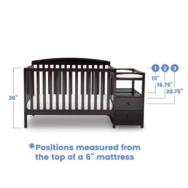 Delta Children Royal Convertible Crib and Changer 74804-207 Dark Chocolate at Zubaidas Best Baby Shop in Pakistan