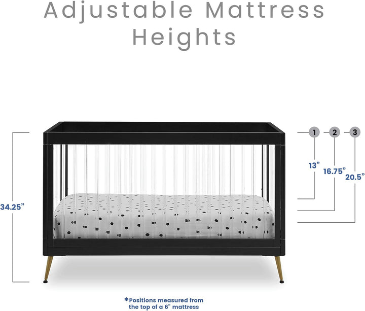 Delta Children Sloane Acrylic Convertible Crib W133130-1413 Black at Zubaidas - Zubaidas Official™