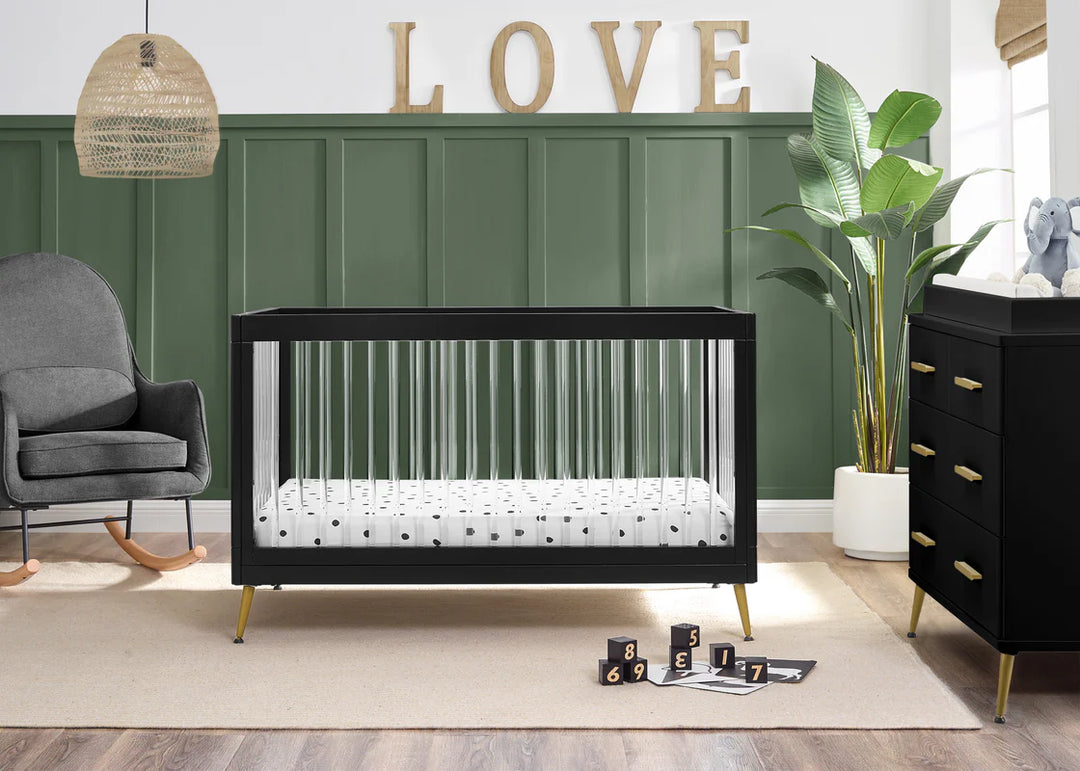 Delta Children Sloane Acrylic Convertible Crib W133130-1500 Ebony with Melted Bronze at Zubaidas Pakistan