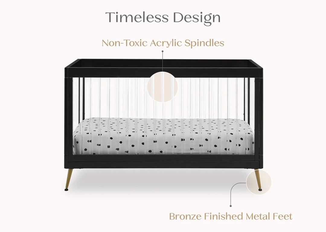 Delta Children Sloane Acrylic Convertible Crib W133130-1500 Ebony with Melted Bronze at Zubaidas Best Baby Store in Pakistan