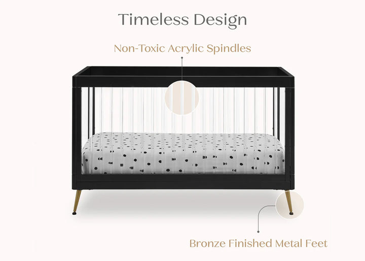 Delta Children Sloane Acrylic Convertible Crib W133130-1500 Ebony with Melted Bronze at Zubaidas Best Baby Store in Pakistan