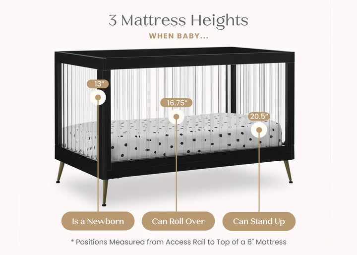 Delta Children Sloane Acrylic Convertible Crib W133130-1500 Ebony with Melted Bronze at Zubaidas Best Baby Shop in Pakistan