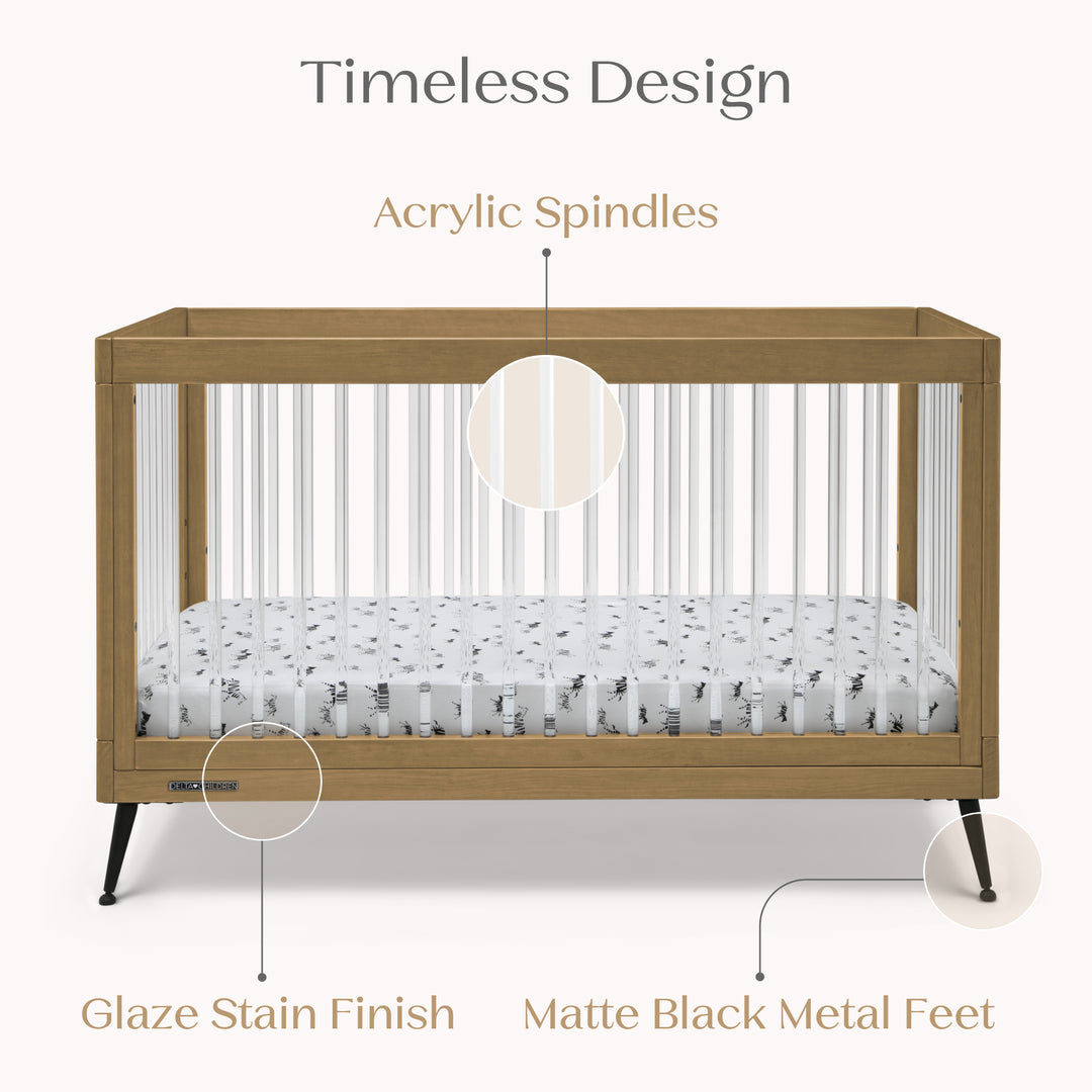 Delta Children Sloane Acrylic Convertible Crib W133130-786 Acorn with Matte Black at Zubaidas Online Pakistan