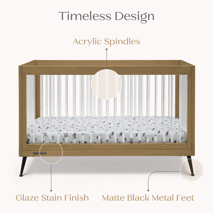 Delta Children Sloane Acrylic Convertible Crib W133130-786 Acorn with Matte Black at Zubaidas Online Pakistan