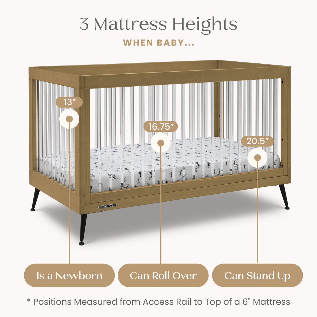 Delta Children Sloane Acrylic Convertible Crib W133130-786 Acorn with Matte Black at Zubaidas Best Online Baby Store in Pakistan