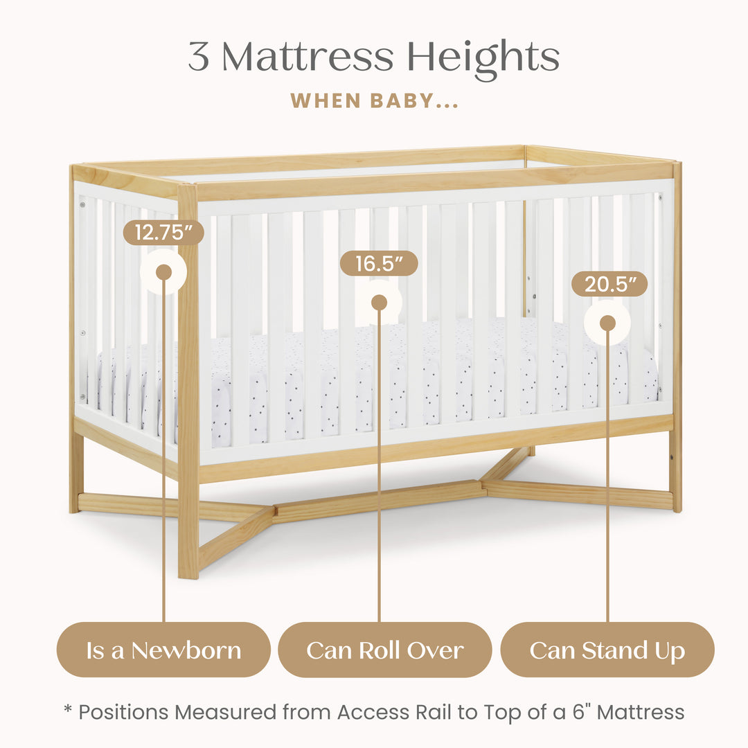 Delta Children Tribeca Convertible Crib 6792-123 Bianca White with Natural at Zubaidas Best Baby Store in Pakistan