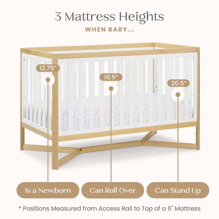 Delta Children Tribeca Convertible Crib 6792-123 Bianca White with Natural at Zubaidas Best Baby Store in Pakistan