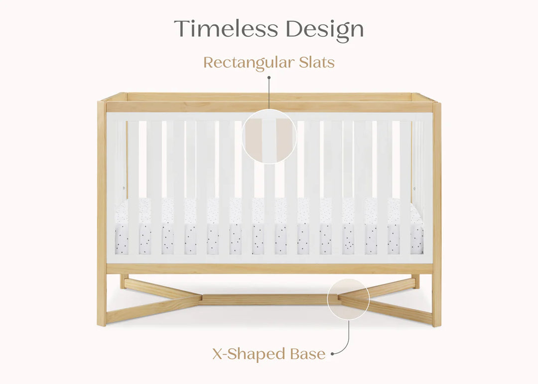 Delta Children Tribeca Convertible Crib 6792-123 Bianca White with Natural at Zubaidas Best Baby Shop in Pakistan