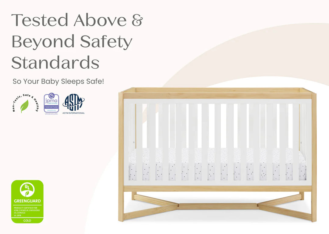 Delta Children Tribeca Convertible Crib 6792-123 Bianca White with Natural at Zubaidas Babyshop Pakistan