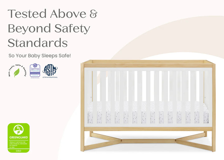 Delta Children Tribeca Convertible Crib 6792-123 Bianca White with Natural at Zubaidas Babyshop Pakistan