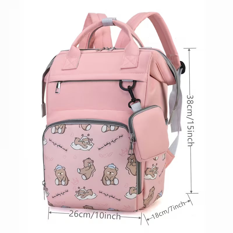 Diaper Bag Multi-Functional Teddy Bear Pink at Zubaidas Best Online Baby and Kids Store in Pakistan