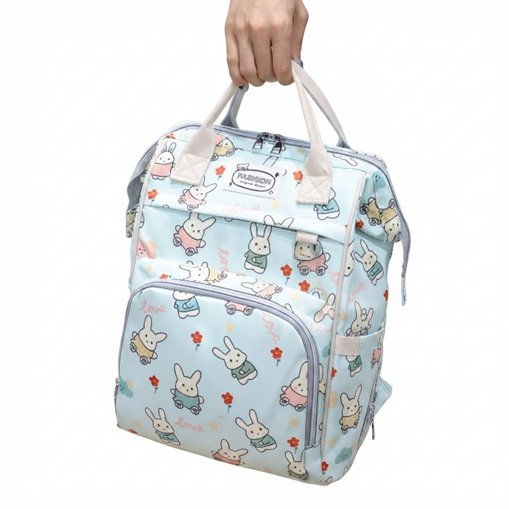Diaper Bag Multi-Functional Backpack Printed Bunny Green at Zubaidas Official Pakistan