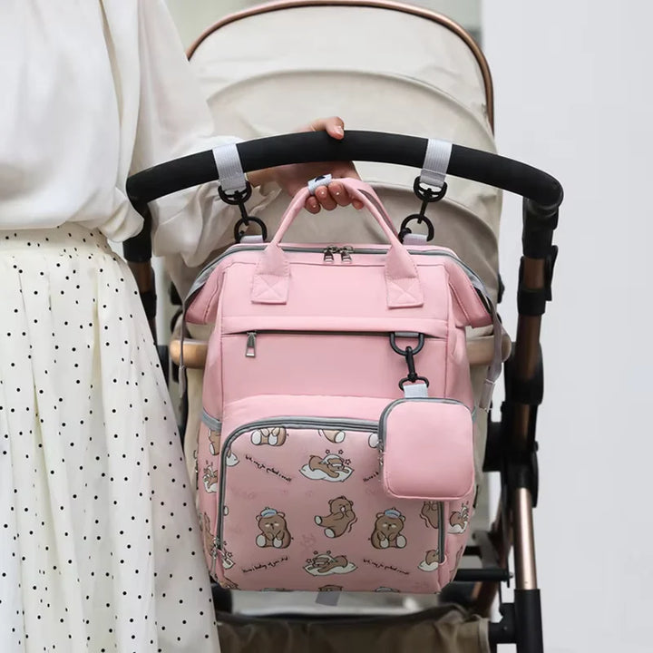 Diaper Bag Multi-Functional Teddy Bear Pink at Zubaidas Online Pakistan