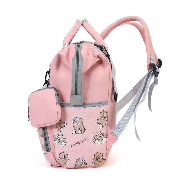 Diaper Bag Multi-Functional Teddy Bear Pink at Zubaidas Number 1 Baby and Kids Store in Pakistan