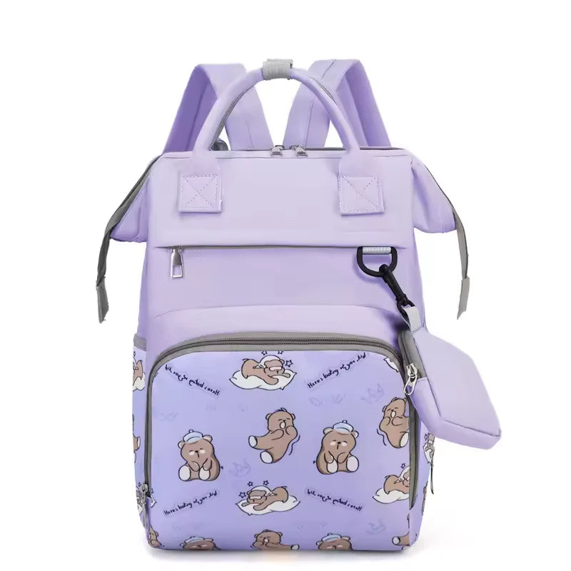 Diaper Bag Multi-Functional Teddy Bear Purple at Zubaidas