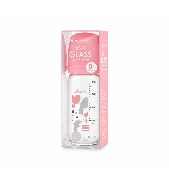Farlin Baby Girls Wide Neck Glass Feeder Pink 160ml AB-32009 at Zubaidas Official Pakistan