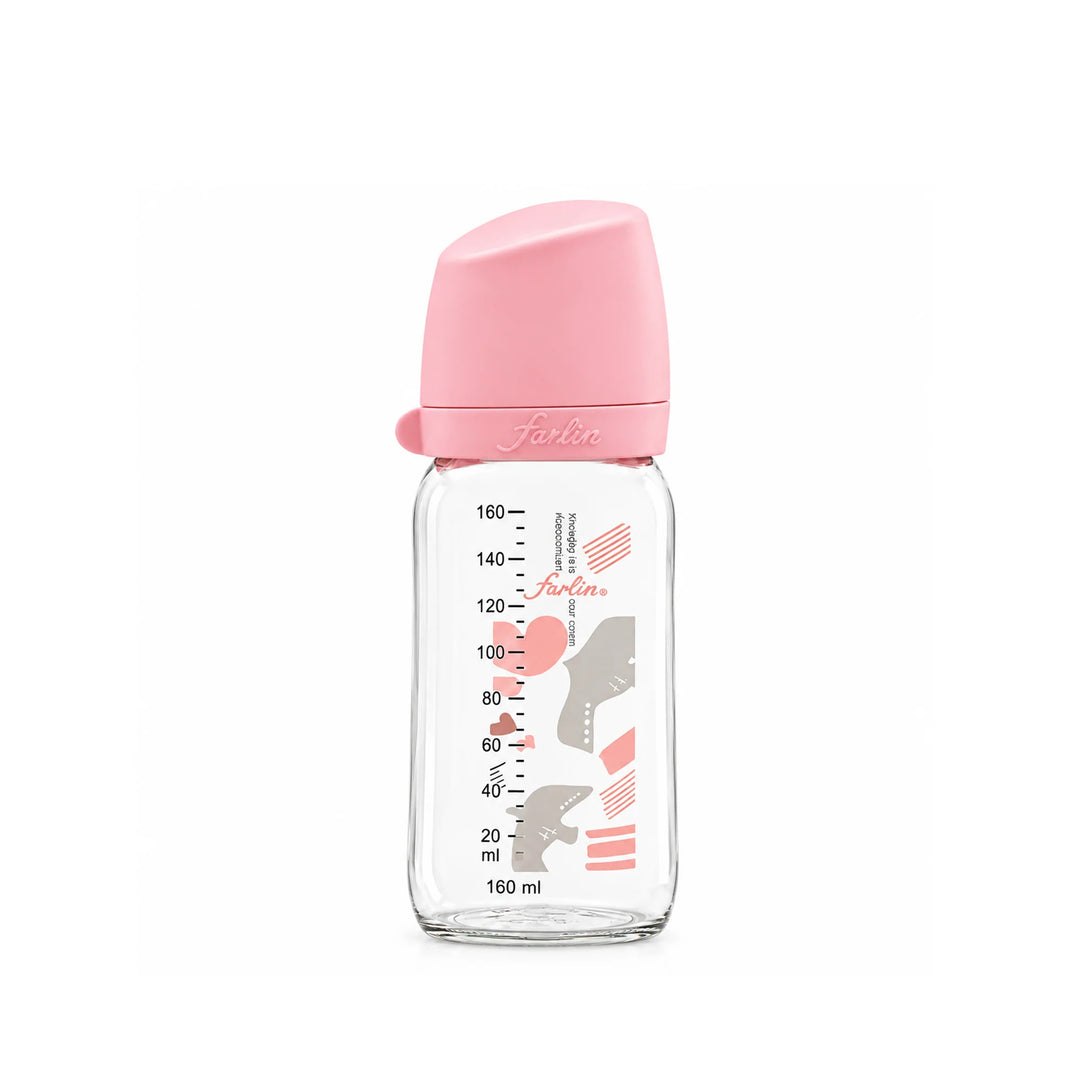 Farlin Baby Girls Wide Neck Glass Feeder Pink 160ml AB-32009 at Zubaidas