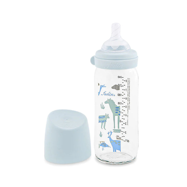 Farlin Wide Neck Glass Feeder 240ml Blue AB-32012 at Zubaidas Official Pakistan